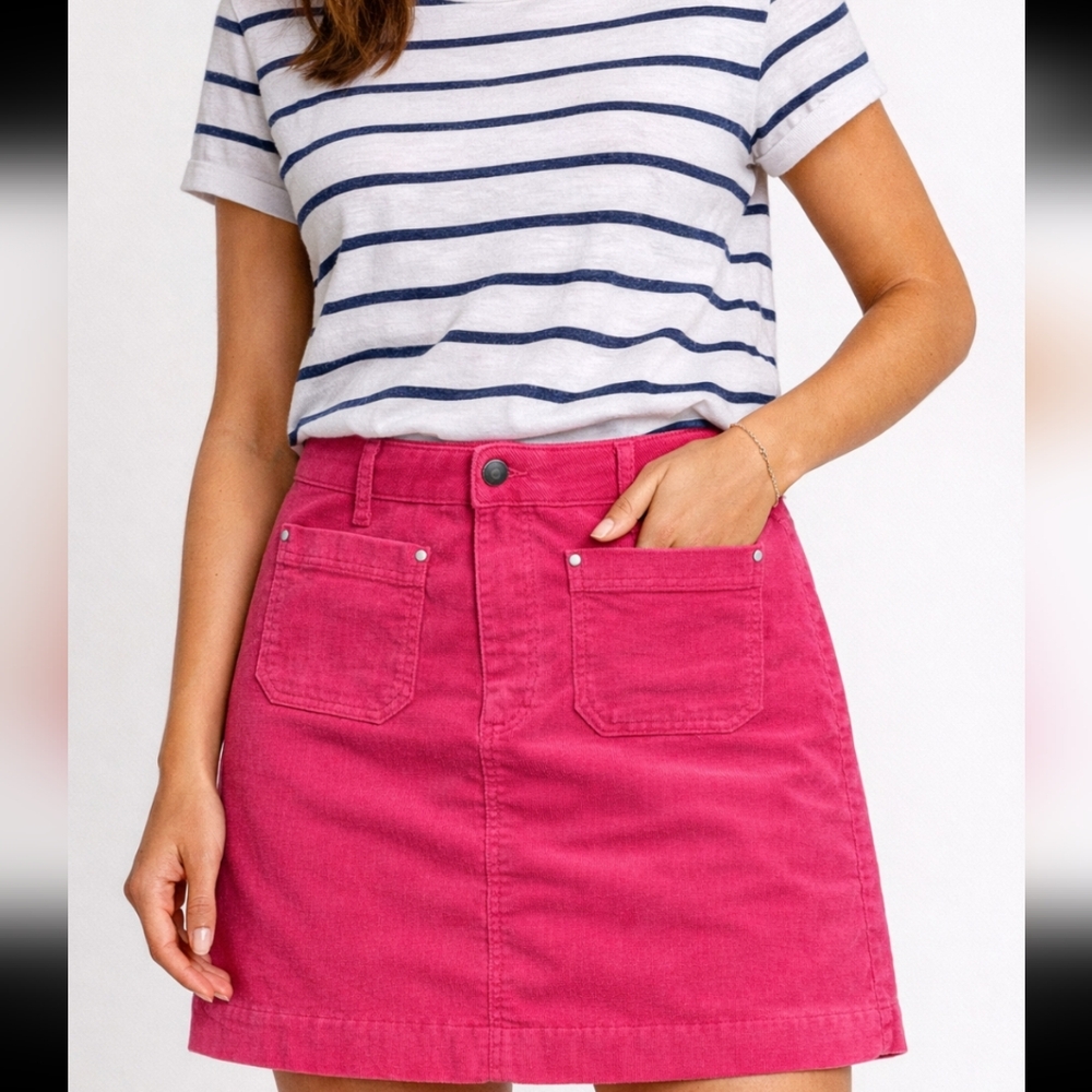Boden Fuchsia Corduroy Skirt Mini A Line 5 Pocket Casual Womens 10R Cord